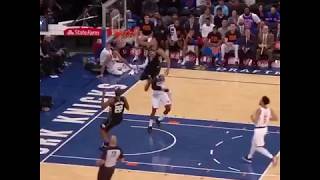 Giannis Antetokounmpo jumps over  Tim Hardaway Jr and dunks - Knicks vs. Bucks - 06/02/2018