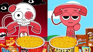 SPRUNKI Animation - Sprunki Tele Normal VS Sprunki Tele Horror Convenience Store Food | ASMR Mukbang