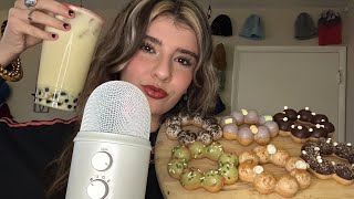 [ASMR] DRINKING BOBA+MOCHI DONUTS 🧋