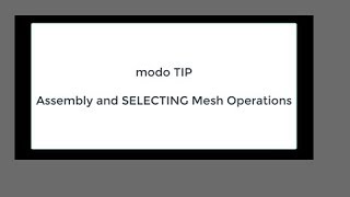 modo TIP : Assembly and SELECTING Mesh Operations.
