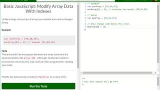 Basic JavaScript Modify Array Data With Indexes free code camp Dani
