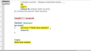 C++ Program Syntax & Sample program using Geany Editor
