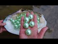 both ancient pearls and green pearls are extracted from mussels