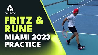 Taylor Fritz & Holger Rune Practice Ahead Of Their Miami Meeting | Miami 2023