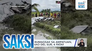 Eroplano, bumagsak sa Ampatuan, Maguindanao del Sur; 4 patay | Saksi