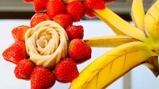 How to Make Banana Flower - Fruit Carving Garnish - Sushi Garnish - Food Decoration