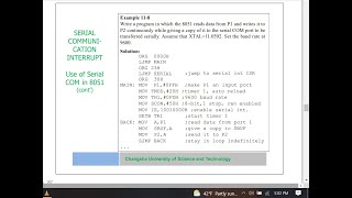 SERIAL COMMUNICATION INTERRUPTUse of Serial COM in 8051(cont’) Microcontroller ex 11-8