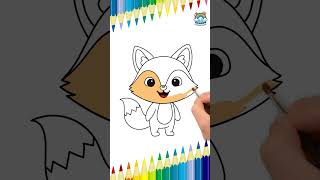 Cute Fox Coloring Page for Kids | Adorable Woodland Animal Drawing
