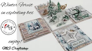 Winter Forest in Exploding Box, Christmas Gift Idea, Scrapbooking - presentation