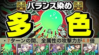 【パズドラ】4.8倍エンハンスループ！極醒アテン入りバランス染多色がえぐすぎる！！！！