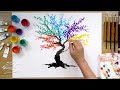 colorful abstract tree q tip painting technique easy creative art