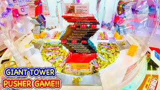 GIANT CHOCOLATE TOWER PUSHER GAME!! HARD MODE!? SWEET LAND at JAPAN 巨大板チョコタワー挑戦！！ スイートランド5