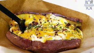 고구마의 화려한 변신~  치즈 군고구마 / Cheese baked sweet potato (USD 1.5) / Korean street food / 길거리음식 / 서울 홍대