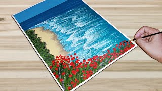 Spring Seascape Painting Easy | Acrylic Painting for Beginners | EASY PAINTING TUTORIAL