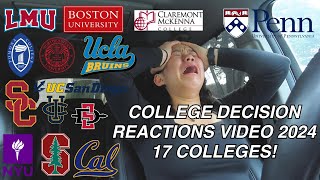 COLLEGE DECISION REACTIONS 2024 (UCs, UPENN, STANFORD, and more) | 17 colleges!!