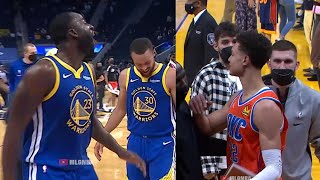 Steph Curry can't stop laughing at Draymond who yells at OKC rookie