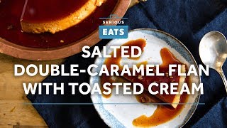 Salted Double-Caramel Flan with Toasted Cream