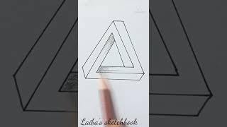#Shorts| How to draw impossible triangle easy step by step| Optical illusion fun |Laiba's sketchbook