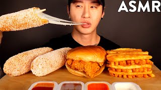 ASMR MOZZARELLA CORN DOGS & CHICKEN SANDWICH MUKBANG (No Talking) EATING SOUNDS | Zach Choi ASMR