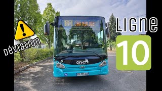 Tour en Heuliezbus GX 137L sur la ligne 1️⃣0️⃣ avec déviation - GinkoBus Besançon ☘️