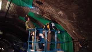 Montreal subway tunnel repairs. Métro Yellow Line, under St. Lawrence River