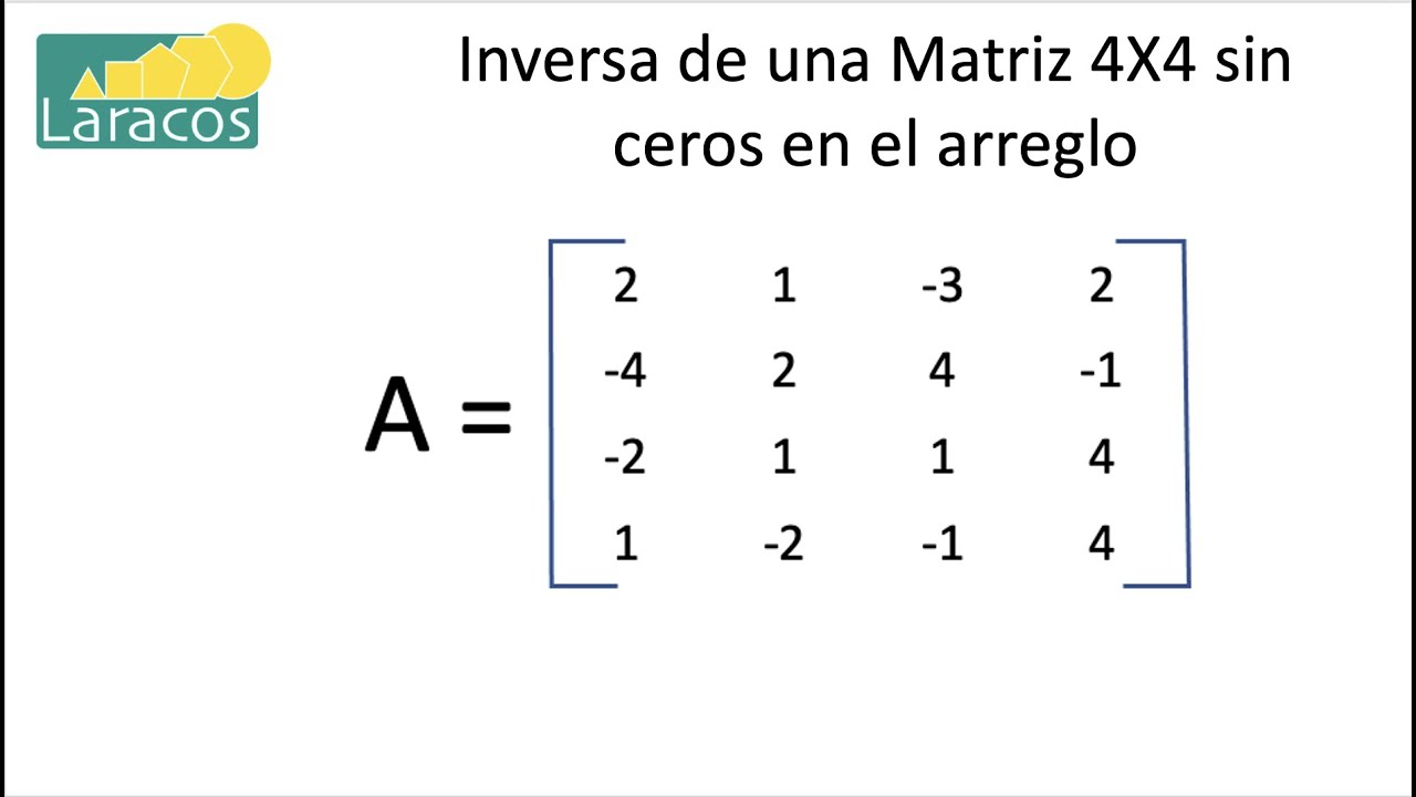 Matrices: Inversa De Una Matriz 4X4 - YouTube