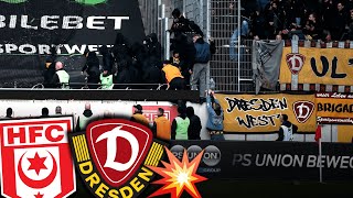 Rennereien & Tumulte: Dresden bricht aus Gäste-Block aus! (Halle - Dynamo)