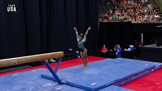 Simone Biles - Balance Beam: Double-twisting double-tucked salto backwards dismo