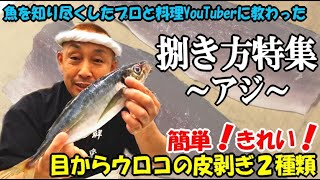 見なきゃ損だぜ秘伝のアジの捌き方特集！プロ青山鮮魚店さんと料理YouTuberの捌き方を実演したら本気でスキルアップ