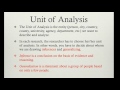 Research Methods II  Formulating the Research Question  Unit of Analysis