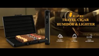 XIFEI Travel Humidor Case Aluminum Alloy with Cigar Lighter