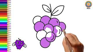 How to draw Grapes 🍇 step by step | Grapes Drawing Easy for kids | Grapes Fruit