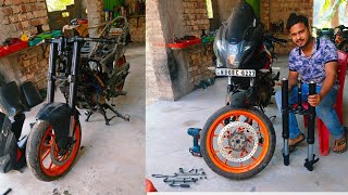 how to install USD Shocker in 220f🔥 | KTM USD in splender | Ep 05 #projectDucatiScrambler