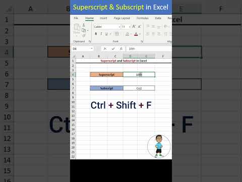 Superscript and Subscript in Excel #excel #exceltips #exceltutorial #msexcel #microsoftexcel