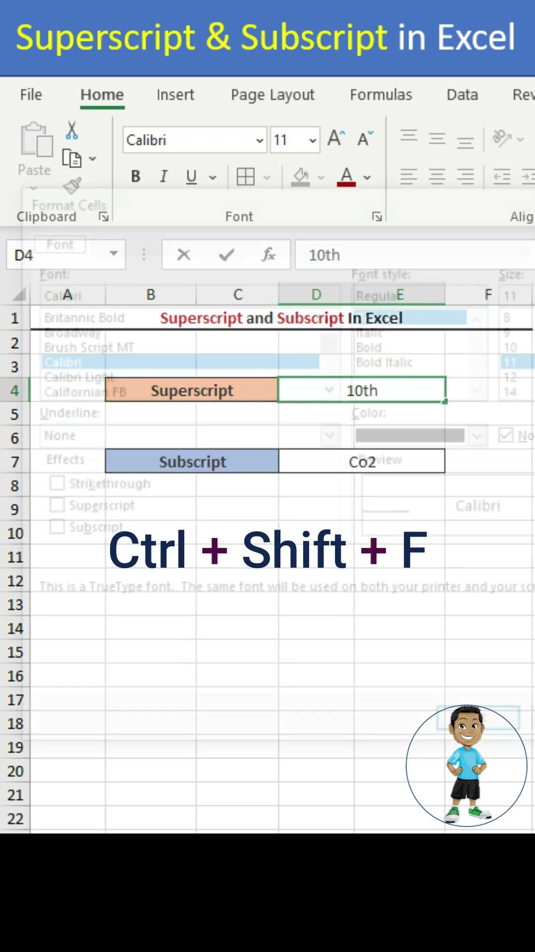 Superscript and subscript in Excel #excel #exceltips #exceltutorial #msexcel #microsoftexcel