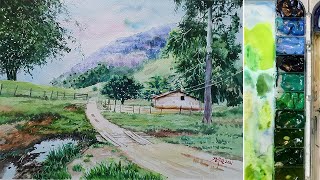 Farm, Watercolor Painting