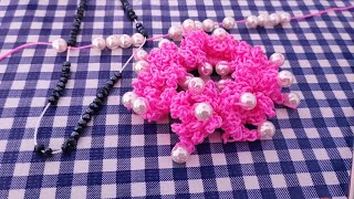 scrunchies a crochet con perlas | Donas para el cabello