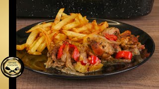 Chicken cooked in the oven with red wine  - GOLDEN RECIPES