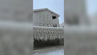 Lake Erie Waterfront Home Covered in Shaggy Coat of Ice Following Buffalo Blizzard