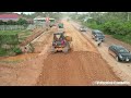 best operator skills dozer dump truck spreading skills vibrator roller red rock building road