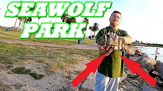 FISHING GALVESTON TX BAY | SEAWOLF PARK | FISHING FOR 1ST TIME HERE!