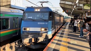 【EF210の運用をEH200が代走】JR貨物EH200形11号機＋タキ20B（両）が籠原駅3番線を高速通過するシーン（臨8883レ・新A246・石油輸送）2022.9.26