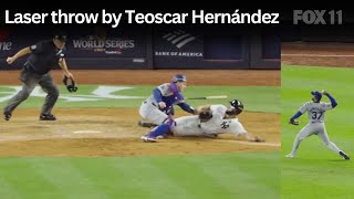 Teoscar Hernández's cannon arm stops would-be Yankees run