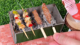 Real Mini Kebab Lunch Picnic 🍢🔥BBQ Grilled Meat recipe | chicken lamb barbecue | mini food cooking