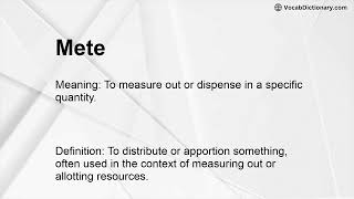 Mete Meaning