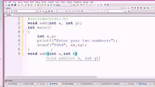 adding two integer numbers in c (using function).