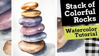 Realistic and Colorful Stones in Watercolor How to Tutorial