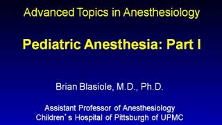 Pediatric Anesthesia # part 1