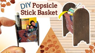 EASY Popsicle Stick & Fabric Miniature BASKET• DIY Dollhouse Furniture