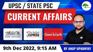 Current Affairs Today for UPSC | Daily Current Affairs In Hindi by Anup Upadhyay Sir 9 December 2022